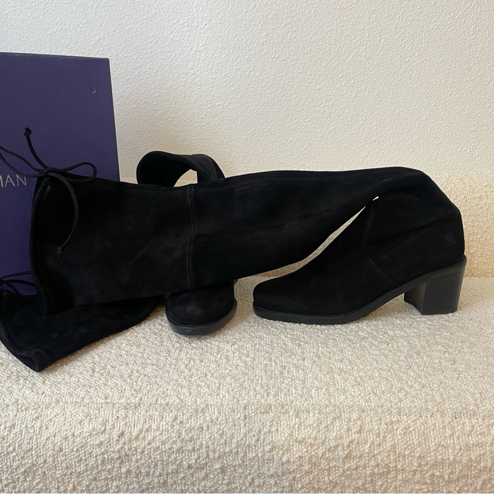 Stuart Weitzman Elevated Black Suede Over The Knee Boots - Picture 3 of 13